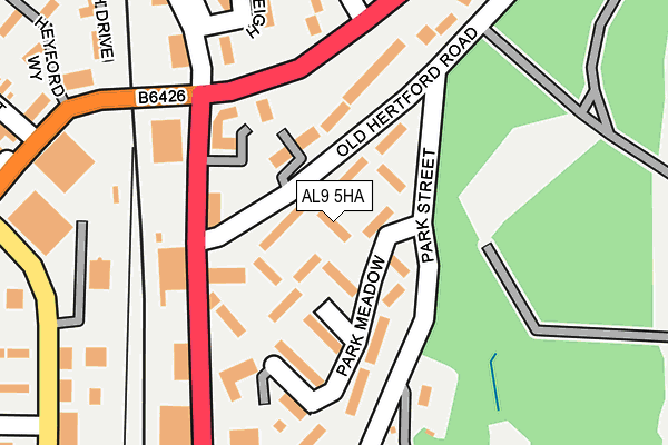 AL9 5HA map - OS OpenMap – Local (Ordnance Survey)