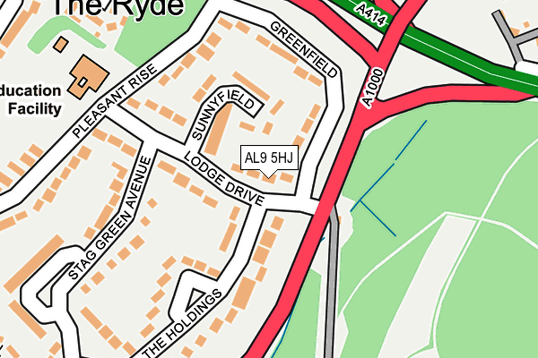 AL9 5HJ map - OS OpenMap – Local (Ordnance Survey)