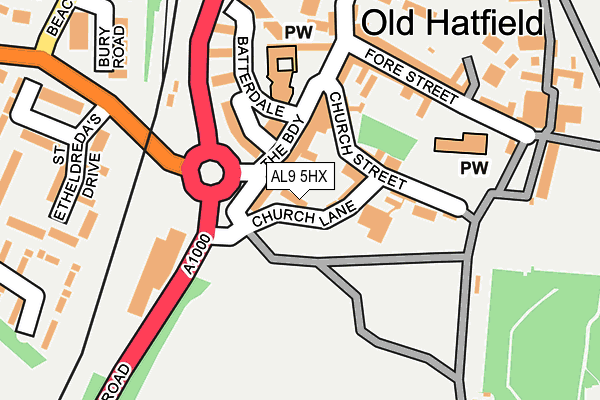 AL9 5HX map - OS OpenMap – Local (Ordnance Survey)