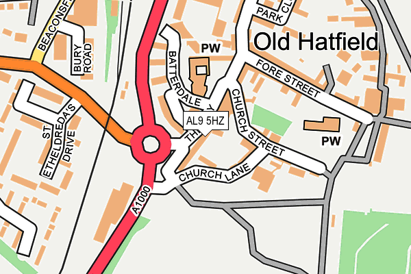 AL9 5HZ map - OS OpenMap – Local (Ordnance Survey)