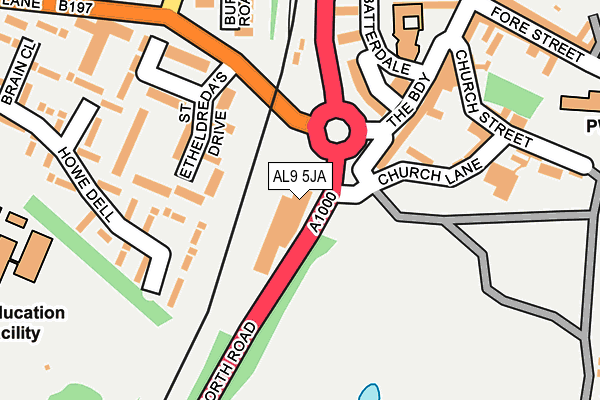 AL9 5JA map - OS OpenMap – Local (Ordnance Survey)