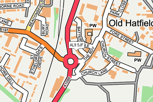 AL9 5JF map - OS OpenMap – Local (Ordnance Survey)