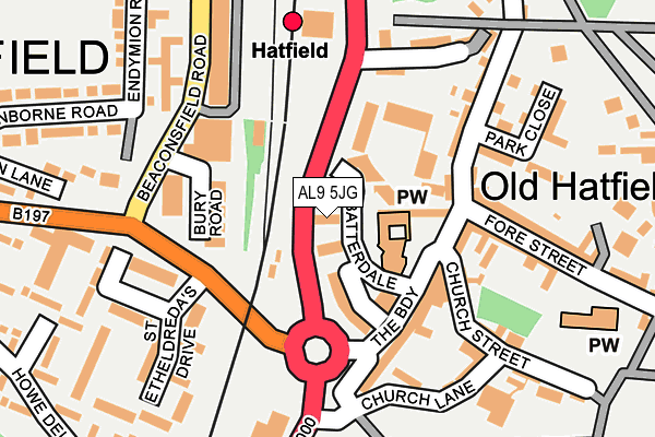 AL9 5JG map - OS OpenMap – Local (Ordnance Survey)