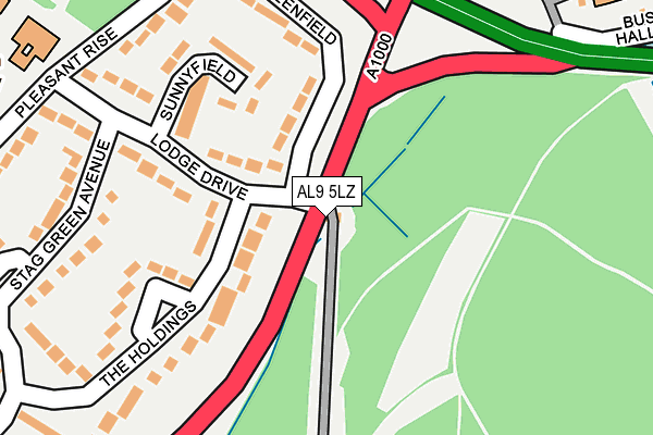 AL9 5LZ map - OS OpenMap – Local (Ordnance Survey)