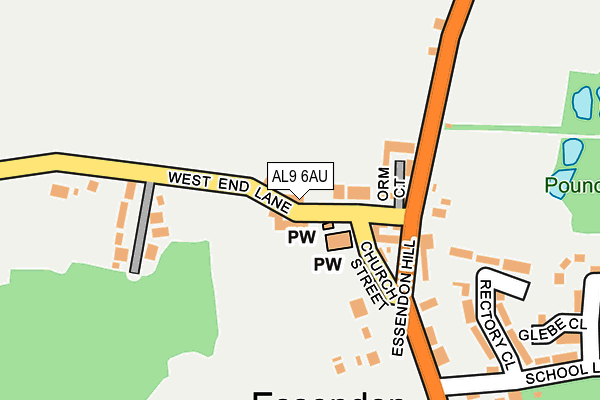 AL9 6AU map - OS OpenMap – Local (Ordnance Survey)