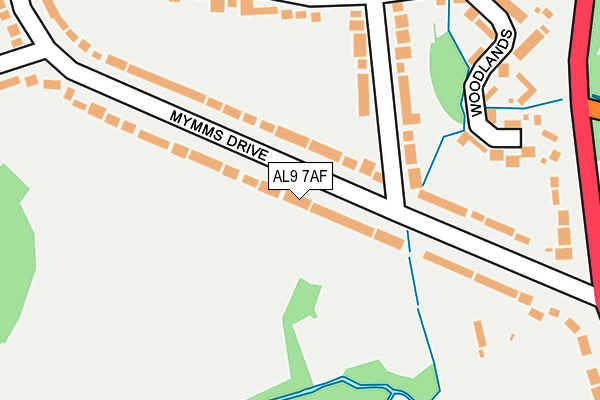AL9 7AF map - OS OpenMap – Local (Ordnance Survey)