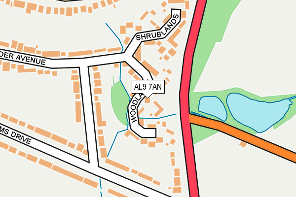 AL9 7AN map - OS OpenMap – Local (Ordnance Survey)