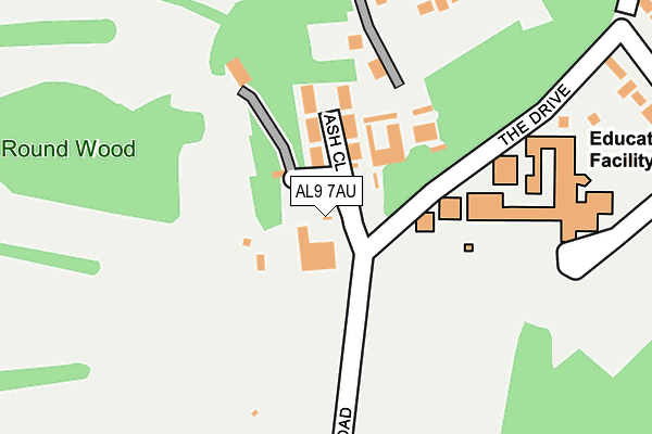 AL9 7AU map - OS OpenMap – Local (Ordnance Survey)