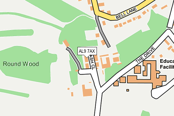 AL9 7AX map - OS OpenMap – Local (Ordnance Survey)