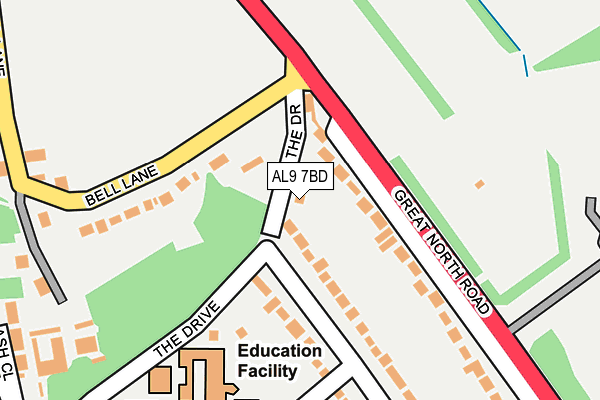 AL9 7BD map - OS OpenMap – Local (Ordnance Survey)