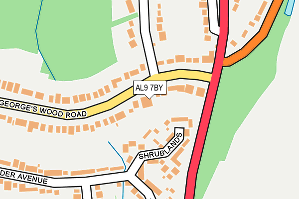 AL9 7BY map - OS OpenMap – Local (Ordnance Survey)