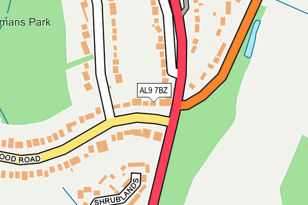 AL9 7BZ map - OS OpenMap – Local (Ordnance Survey)