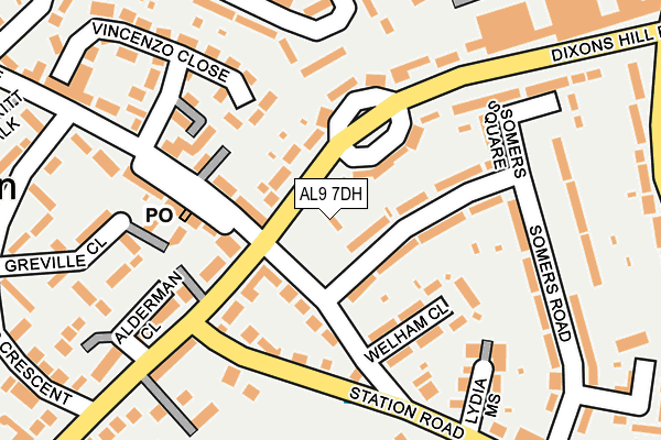 AL9 7DH map - OS OpenMap – Local (Ordnance Survey)