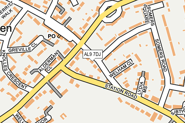 AL9 7DJ map - OS OpenMap – Local (Ordnance Survey)