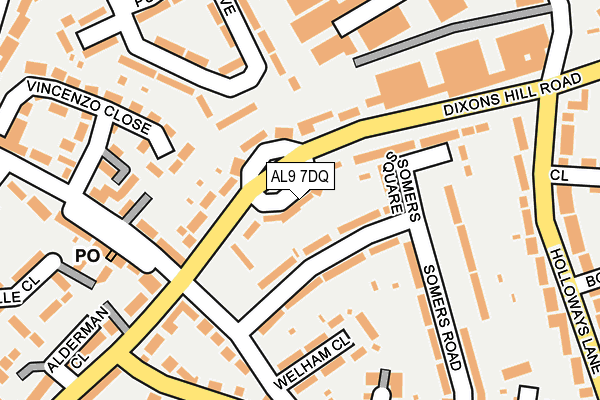 AL9 7DQ map - OS OpenMap – Local (Ordnance Survey)