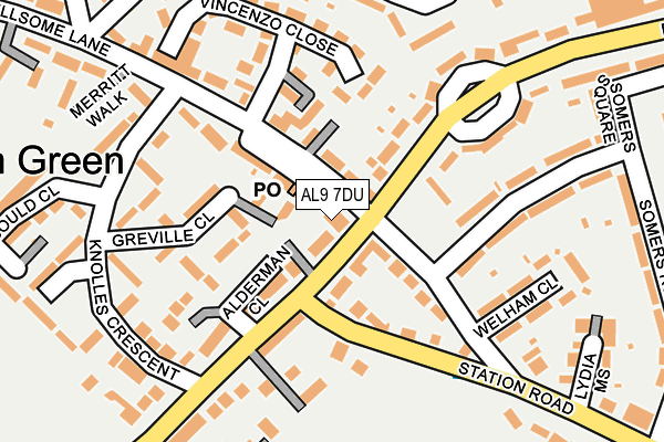 AL9 7DU map - OS OpenMap – Local (Ordnance Survey)