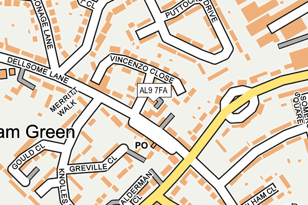 AL9 7FA map - OS OpenMap – Local (Ordnance Survey)