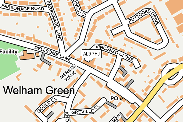 AL9 7HJ map - OS OpenMap – Local (Ordnance Survey)