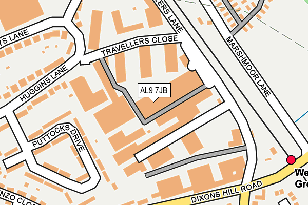 AL9 7JB map - OS OpenMap – Local (Ordnance Survey)