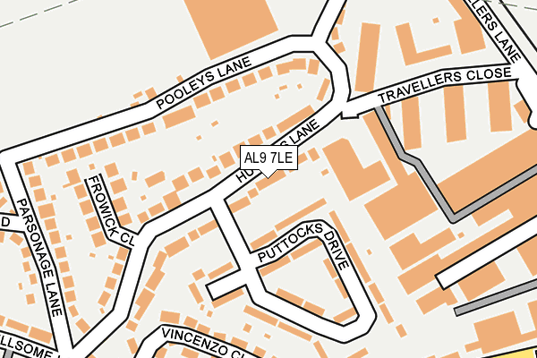 AL9 7LE map - OS OpenMap – Local (Ordnance Survey)