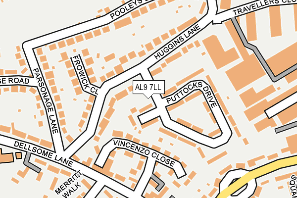 AL9 7LL map - OS OpenMap – Local (Ordnance Survey)