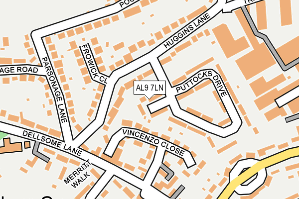 AL9 7LN map - OS OpenMap – Local (Ordnance Survey)