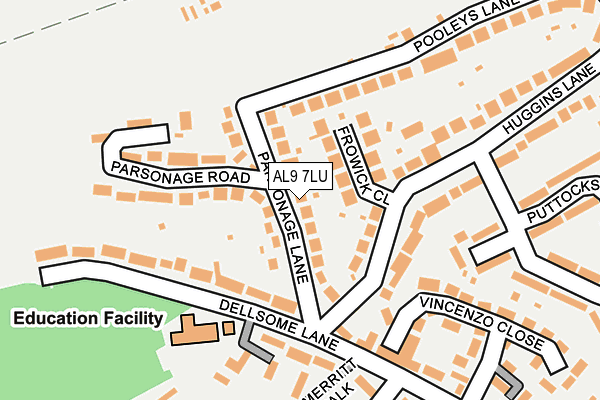 AL9 7LU map - OS OpenMap – Local (Ordnance Survey)