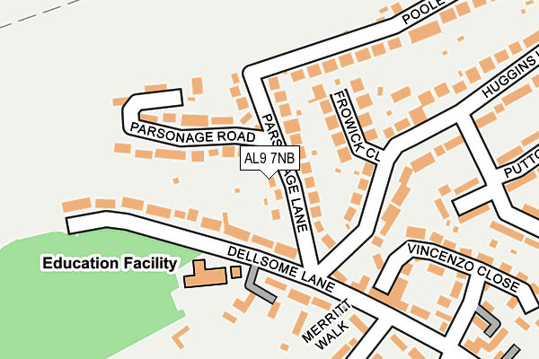 AL9 7NB map - OS OpenMap – Local (Ordnance Survey)