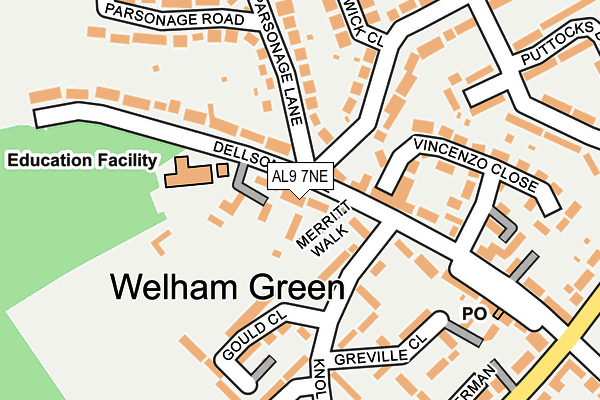 AL9 7NE map - OS OpenMap – Local (Ordnance Survey)