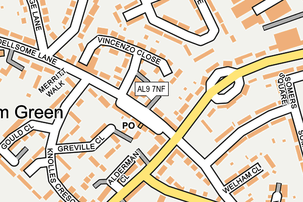 AL9 7NF map - OS OpenMap – Local (Ordnance Survey)
