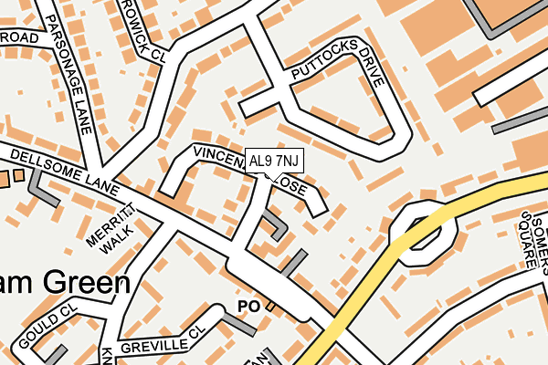 AL9 7NJ map - OS OpenMap – Local (Ordnance Survey)