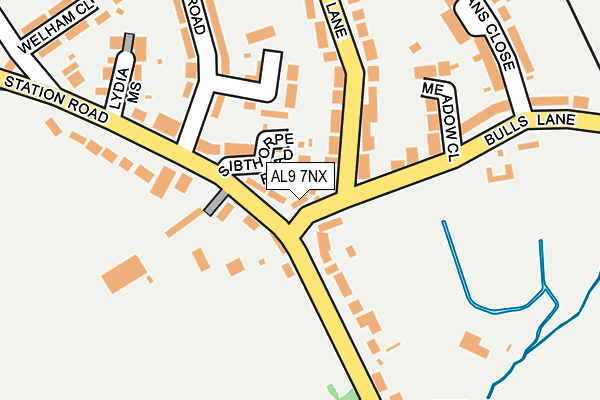 AL9 7NX map - OS OpenMap – Local (Ordnance Survey)