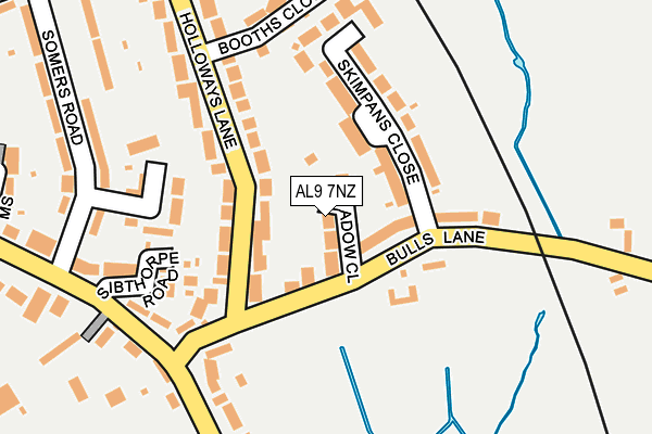 AL9 7NZ map - OS OpenMap – Local (Ordnance Survey)