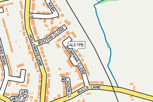 AL9 7PB map - OS OpenMap – Local (Ordnance Survey)