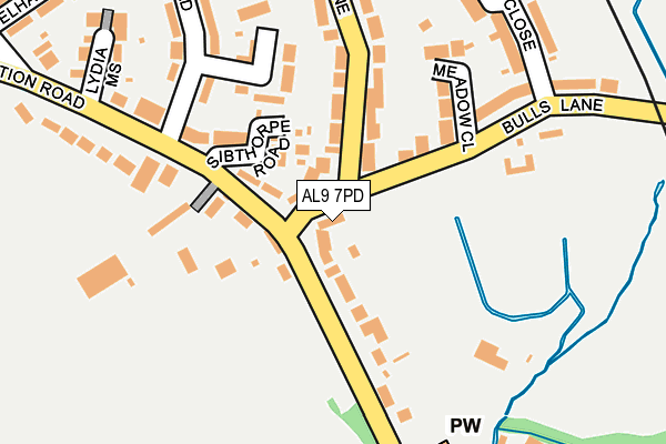 AL9 7PD map - OS OpenMap – Local (Ordnance Survey)