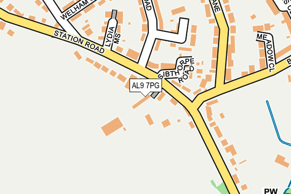 AL9 7PG map - OS OpenMap – Local (Ordnance Survey)