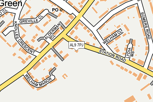 AL9 7PJ map - OS OpenMap – Local (Ordnance Survey)