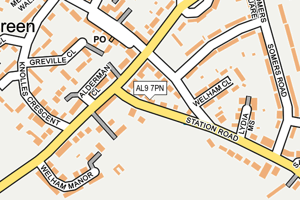 AL9 7PN map - OS OpenMap – Local (Ordnance Survey)