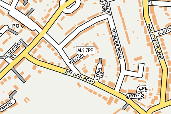 AL9 7PP map - OS OpenMap – Local (Ordnance Survey)