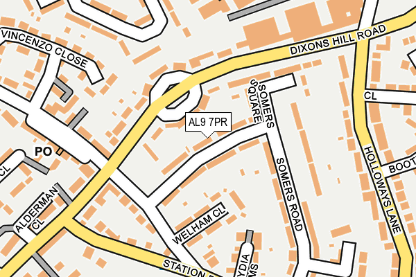 AL9 7PR map - OS OpenMap – Local (Ordnance Survey)