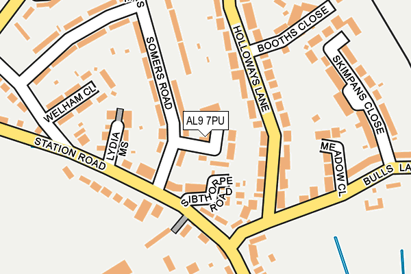 AL9 7PU map - OS OpenMap – Local (Ordnance Survey)