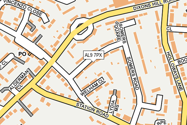 AL9 7PX map - OS OpenMap – Local (Ordnance Survey)