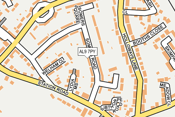 AL9 7PY map - OS OpenMap – Local (Ordnance Survey)