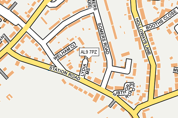 AL9 7PZ map - OS OpenMap – Local (Ordnance Survey)