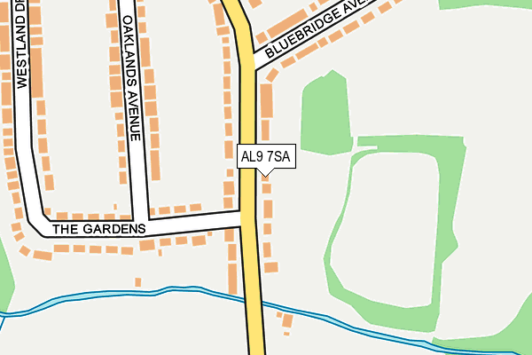 AL9 7SA map - OS OpenMap – Local (Ordnance Survey)