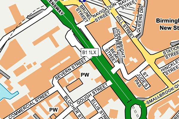 B1 1LX map - OS OpenMap – Local (Ordnance Survey)