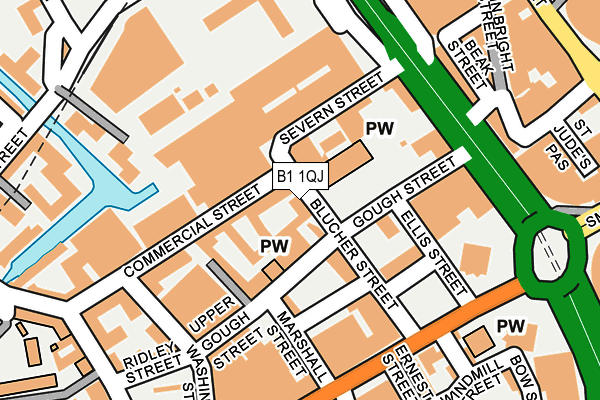 B1 1QJ map - OS OpenMap – Local (Ordnance Survey)