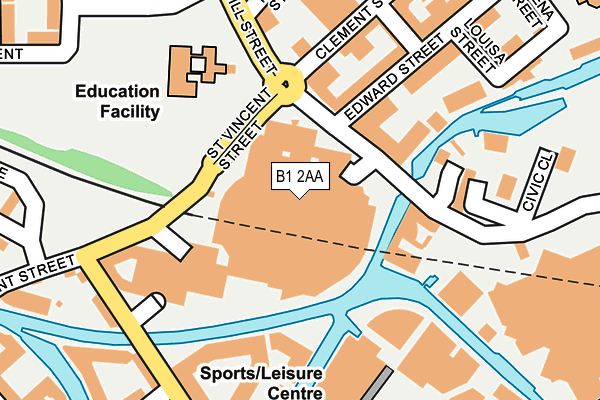B1 2AA map - OS OpenMap – Local (Ordnance Survey)