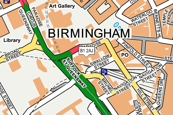 B1 2AJ map - OS OpenMap – Local (Ordnance Survey)