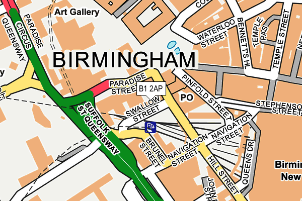 B1 2AP map - OS OpenMap – Local (Ordnance Survey)